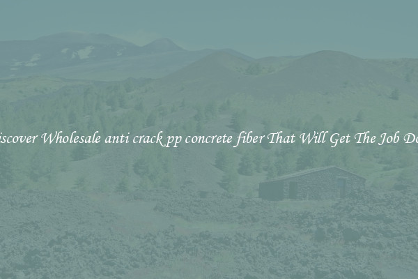 Discover Wholesale anti crack pp concrete fiber That Will Get The Job Done
