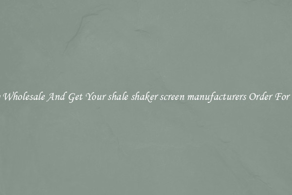 Buy Wholesale And Get Your shale shaker screen manufacturers Order For Less
