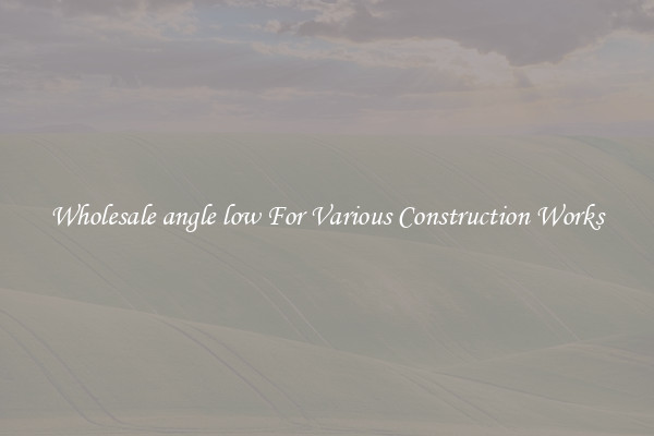 Wholesale angle low For Various Construction Works